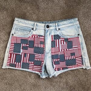 American Flag Jean Shorts